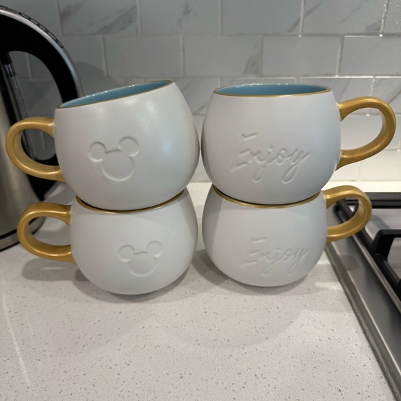Disney Home White, Gold, Blue Whimsical Mug Mickey Mouse Ears Icon Enjoy” (B) - Picture 8 of 10